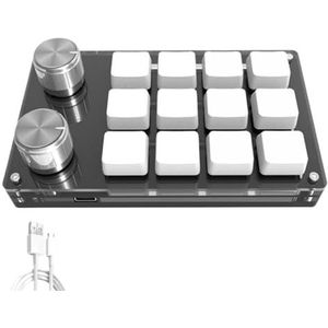 QPSJXN Aangepast toetsenbord met mechanisch USB macro-toetsenbord voor games en draagbaar ontwerp met hot clipper (HX-K12 White)