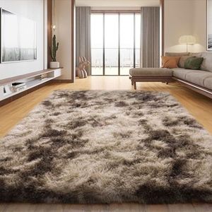 Tapijt Voor Woonkamer 200 x 240 cm Pluche Hoogpolig Shaggy Zacht Wasbaar Tapijt Woonkamer Pluizige Tapijten Slaapkamer, Eetkamer, bruin