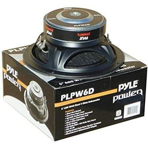 PYLE PLPW6D subwoofer 300 watt rms 600 watt max 6.5""16.50 cm 165 mm dubbele spoel diameter 4 + 4 ohm uitstekende deuren kap autoluidspreker, 1 stuk