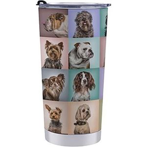 Samenstelling van honden reismok herbruikbare koffiekopje waterfles beker beker met rietje en deksel 20 oz