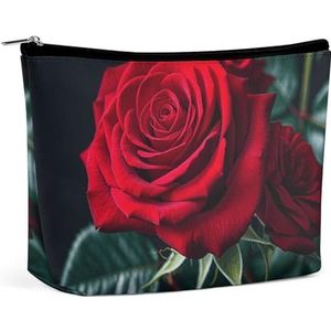 NKJJSTES Grote Capaciteit Kosmetische Zak Waterdichte Kosmetische Organizer Jet Fighter Cosmetische Accessoires Organizer voor Vrouwen/meisje, Rode Rose Zwarte Achtergrond, Eén maat