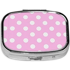 Roze Polka Dots Vierkante Pillendoos, Pillendispenser Doos Kabeljauw Leverolie Doos Vitamine Pil Doos Patiënt Pillendoos