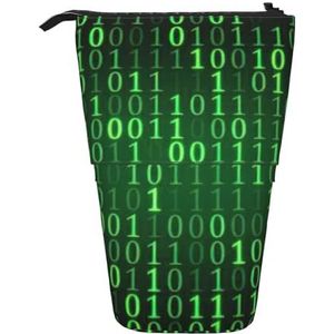 Evengigy Hacker tijdperk print schattig etui met ritssluiting verstelbare standaard potloodhouder grappige make-up tas, Zwart, Eén maat, Tas Organizer