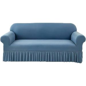Dikke Fluwelen Bankhoezen, Elastische Bankhoezen Voor Woonkamer, Universele Rekbare Armsteun Sofahoes, Krasbestendig Meubelhoes Voor Bank(Gray Blue,2 Seater)