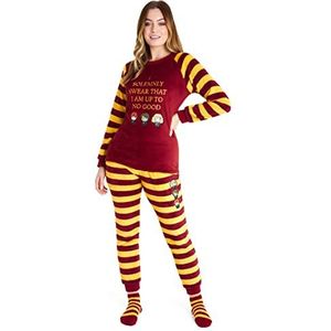 Harry Potter Damespyjama, fleece loungewear pluizige sokken cadeauset, Rood/Geel, XL