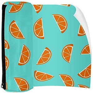 Potlood Case Pen Tas Houder met Rits Coin Organizer Tassen Make-up Cosmetische Pouch voor Vrouwen Tiener Meisjes Jongens Kinderen, Oranje Plakjes Patroon