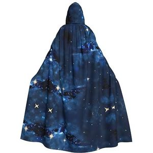 OdDdot heksenmantel, mantel met capuchon voor vrouwen, volwassen Halloween kostuums cape, heks cosplay cape-blauw sterrenstelsel
