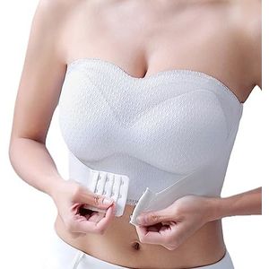 Anti-Slip Gathering Plus Size Bra, Full Coverage Strapless Bra, Padded Bandeau Non-Steel Ring Push Up Strapless Bra (2XL=90BCD,C-White)