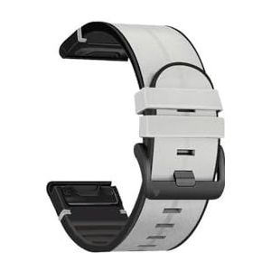 26 22 mm lederen siliconen QuickFit horlogebandriemen geschikt for Garmin Fenix ​​6 6X Pro 5 5X Plus 7 7X Epix 3HR vervangende armband riem (Color : White, Size : 22mm Fenix 6 6Pro)