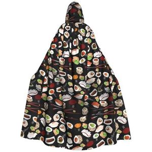 AvImYa Mannen Vrouwen Hooded Halloween Kerstfeest Cosplay Kostuums Gewaad Mantel Cape Unisex Japanse Sushi Zwarte Prints