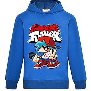 Jongen vrijdag nacht Funkin Hoodie Grappige trui bedrukt lange mouwen Sweatshirt Video Game Fan Kostuum, Blauw, 5-6 Jaren