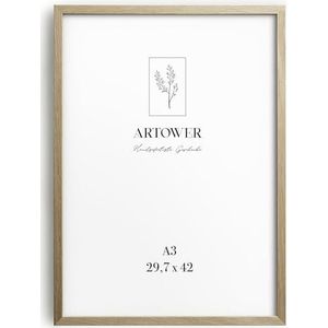 Artower® Fotolijst natuurlijk hout, eiken, dunne lijst, posterlijst, groot, vintage, collage, fotolijst, houten lijst, houten fotolijst, houten posterlijst, echt hout, DIN A3, 29,7 x 42 cm