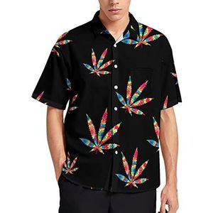 Regenboog Tie Dye Wiet Hawaiiaanse Shirt Voor Mannen Zomer Strand Casual Korte Mouw Button Down Shirts met Zak
