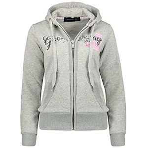 GEO NORWAY Gelphine Lady Sweatshirt met capuchon en zakken, kangoeroe, damessweatshirt met grote mouwen, casual trui met lange mouwen, warm, winter, zomer, hoodie, jas, tops sport, Lichtgrijs, XL