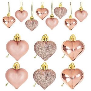 Seprendi 24 Stks Rose Gold 'S Day Hartvormige Ornamenten Hartvormige Kerstballen Ornamenten Voor Thuis Boom Opknoping Decoraties