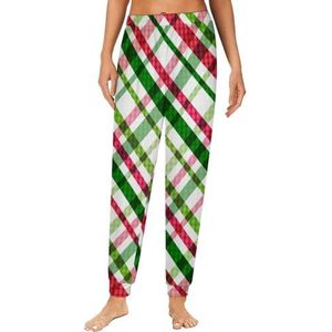 Kerst geruite dames pyjama lounge broek elastische tailleband nachtkleding broek print