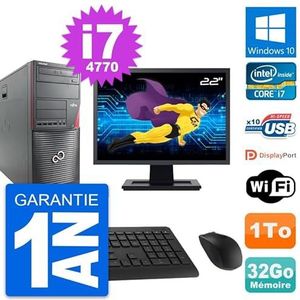 Fujitsu W530 PC Tower, 22 inch (55,6 cm), Intel i7-4770 RAM, 32 GB, harde schijf 1 TB, Windows 10, WiFi (gereviseerd)
