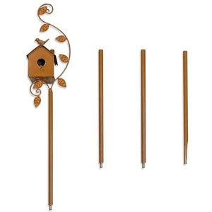 37Inch Metalen Vogelhuis Stakes, Cottage Vogelhuis met Paal, Ijzeren Kunst Vogelhuis voor Buiten, Verontruste Vogelhuis op Paal, Decoratieve Tuin Stakes voor Buiten Gazon Tuin Achtertuin