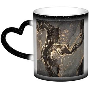 Luxe Zwart Goud Marmer, Keramiek Mok Warmtegevoelige Kleur Veranderende Mok in de Hemel Koffie Mokken Keramische Cup 330ml