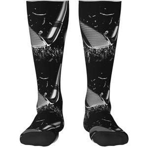 YsoLda Kousen Compressie Sokken Unisex Knie Hoge Sokken Sport Sokken 55CM Voor Reizen, Zwart En Wit Golf, zoals afgebeeld, 22 Plus Tall