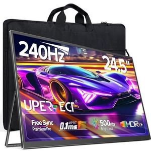 UPERFECT Draagbare Monitor 240Hz 24.5 inch Draagbaar Scherm met een Standaard 100% sRGB 1080P FHD 1200:1 Ultradun - Oogbescherming - Gaming Monitor voor Laptop/PC/Gameconsoles