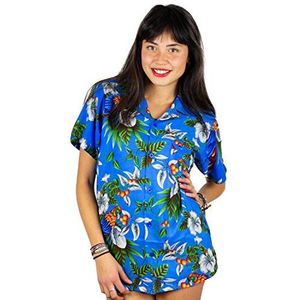 V.H.O. Funky Hawaiiblouse Hawaïhemd dames korte mouwen voorzak boyfriend cut Hawaii-print strand kersen papegaai UNICUT