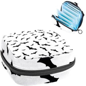 Opbergtas voor maandverband, menstruatiecup zakje, menstruatiezak, organizer voor vrouwelijke pads, tampons, zwarte vleermuizen vliegen