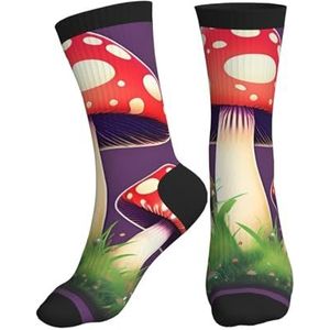 Jkkghll Magic Rode Paddestoel Print Mannen Vrouwen Mid-Tube Sport Sokken Ademend Atletisch Voor Running Fitness Dagelijkse Slijtage, Zwart, One size