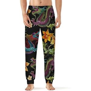 Draken en narcissen bloemen heren pyjama broek zachte lounge bodems met zak slaap broek loungewear