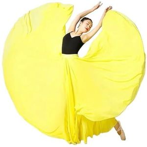 Flamencorok for vrouwen 180/360/540/720 graden volle cirkel swingrok Spaanse danskostuum Volwassen vloeiende geplooide gelaagde rok for optredens Halloweenfeest Rode krijt thema-outfit(Yellow_720)