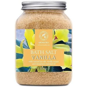 Zeezout Vanille 1300g - Badzout met 100% Natuurlijke Vanille & Kaneel Olie - Natuurlijk Badzout Beste voor Goede Slaap - Schoonheid - Baden - Lichaamsverzorging - Ontspanning - Bad Toevoeging