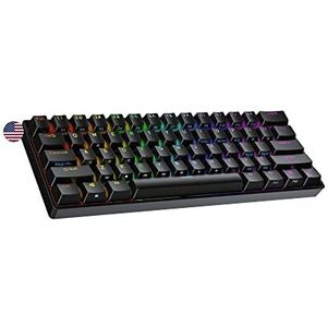 Ranked S60 Supernova 60% | Heet Verwisselbaar Mechanisch Gamingtoetsenbord | 61 Toetsen Multi Color RGB LED Backlit voor PC/Mac | QWERTY Amerikaanse (Zwart, Gateron Optical Red)