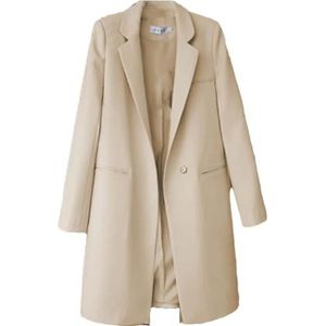 Herfst- en winterblazers kleine blazers lange mouwen jassen dames slim fit veelzijdige blazers windjack jassen beige S