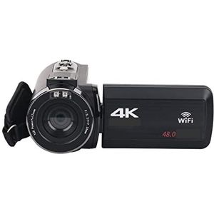 Videocamera, Volledige 4K Vlog-videocamera for livestreaming Outdoor Digitale Camcorder Webcam 16X Recorder Fotografie(128G SD Card,Nero)