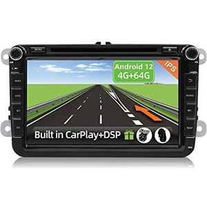 YUNTX [4GB + 64GB] Android 12 autoradio voor VW Passat/Golf/Skoda/Seat-2 Din [Geïntegreerde Wireless CarPlay/Android Auto/DSP/GPS] IPS 2.5D-camera + MIC-DAB/stuurbediening / 360 camera / MirrorLink /