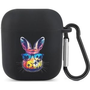 Schattig Bunny Konijn Kokosboom Leuke Case Voor AirPods 2&1 Schokbestendige Beschermende Hoofdtelefoon Gevallen Cover Met Sleutelhanger Voor Mannen Vrouwen