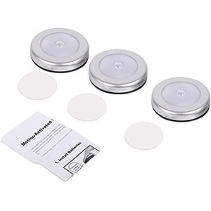 YUMILI Ronde LED-sensorverlichting, bewegingssensor-licht 3-delig draadloos PIR-automatische bewegingssensor nachtlampje 6 LED ronde batterij aangedreven lamp