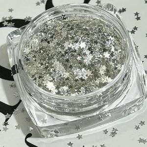 1 doos glanzende mini-ster glitter dunne maan passende nagelaccessoires handgemaakte draagbare nagelmaterialen decoratie-ster (zilver)