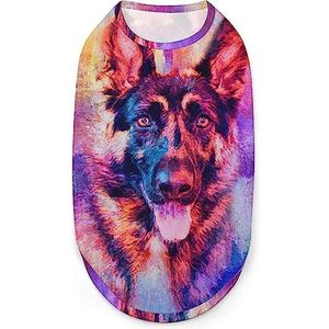 Duitse Herder Kleurrijke Hond Leuke Hond Shirts Huisdier Kleding Mouwloze Tank Top Ademend Puppy Sweatshirt