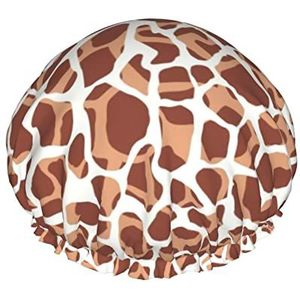Grappige giraffe dierenprint patroon douchemuts,Nachtmutsje dubbellaags waterdichte elastische badmuts herbruikbare badmuts