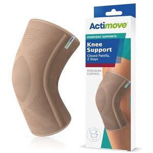 Actimove® DAG ONDERSTEUNT Kniesteun Gesloten Patella, 2 Stays - Stevige compressie voor extra stabiliteit en ondersteuning - voor overmatig gebruik van de knie en chronische kniepijn - Beige, klein
