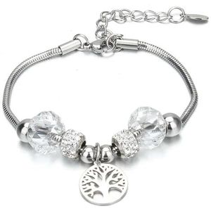 Levensboom vlinder bedelarmbanden kristal kralen armband vrouwen roestvrij staal armbanden & armbanden sieraden cadeau