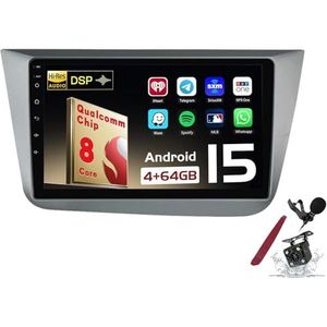 Android 15 Autoradio Sat Navi voor S-eat Altea (2004-2015) 9 Inch Touchscreen Multimedia Speler met Draadloze Carplay GPS Navigatie FM RDS Bluetooth 5G-WiFi SWC DSP,M150s