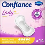 Confiance Lady - Kleine anatomische absorberende kussentjes voor vrouwen - Absorptieniveau = 5 druppels (middelmatig urineverlies) - pH-neutraal voor de huid - 14 eenheden