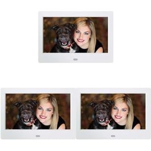 7 Inch Slimme Digitale Fotolijst LED 800 * 480 720P HD Elektronische Digitale Fotolijst MP3 MP4-muziekspeler Met Afstandsbediening Eenvoudig delen(White 3PCS-01)
