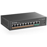 mokerlink 8 PoE-poorten, 2 Gigabit Uplink, PoE Plus 802.3af/at, geïntegreerde voeding van 120W, 250 meter, metalen plug & play