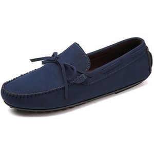 Loafers for heren Ronde neus Suede Vamp Bootschoenen Rijden Loafers Lichtgewicht Platte hak Comfortabel Casual Buiten Instappers(Color:Blue,Size:41 EU)