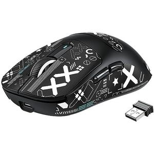 VGN GAMEPOWER X3 SUPERLIGHT Draadloze Gaming Mouse, 49g Lichtgewicht Gaming Muis, 26,000DPI, PixArt PAW3395, Mouse Grip Tape, Tri-modus (BT5.0/2.4G/Bedrade), PTFE-voeten, 200 uur Batterij PC/Mac-Zwart
