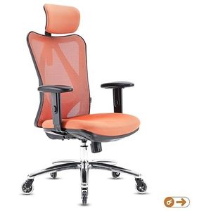 OfficeSense OS1000 Ergonomische Bureaustoel - Ergonomic Chair met verstelbare lendensteun en hoofdsteun - Office chair ergonomic 3D-armleuning en 120° mesh met draagvermogen tot 150 kg (oranje)