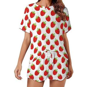 Sweet Strawberry Fashion 2 STKS Womens Pyjama Sets Korte Mouw Nachtkleding Zachte Loungewear Stijl-30